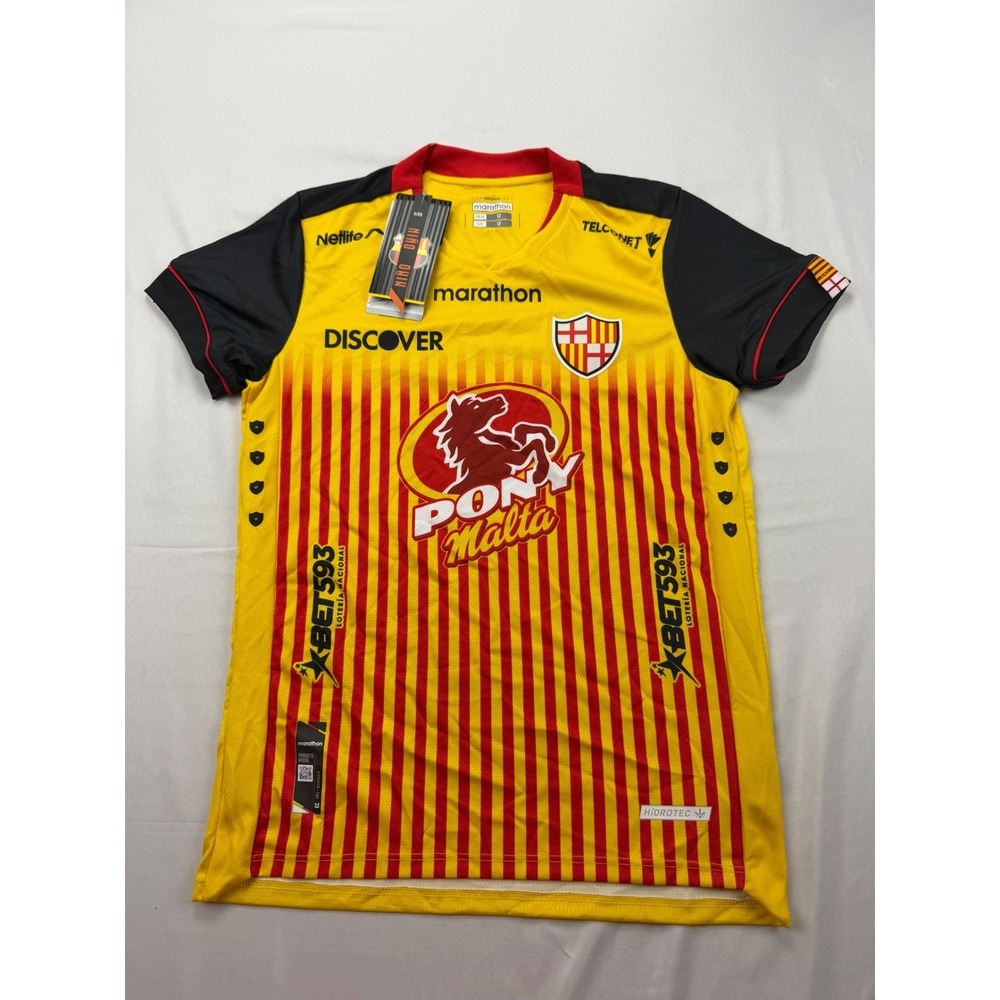 Marathon Barcelona SC Soccer Jersey Boys Size 12 Yellow Red‎ Striped Pony Malta